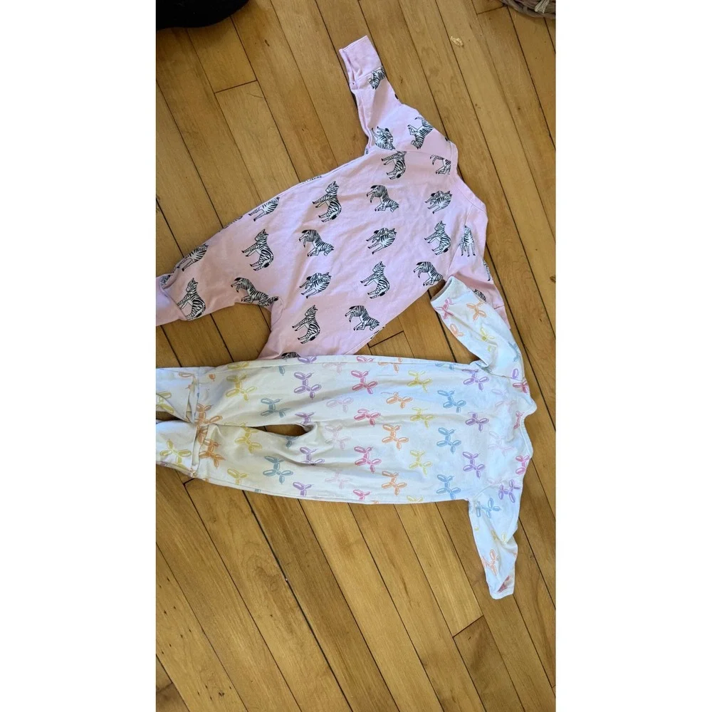 Monica + Andy Baby Sleeper Set 3-6M Organic Cotton Zebra Balloon Dog Pink White